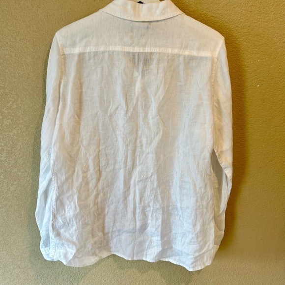Jones & Co. Women’s 100% Linen White Airy Flowy Button Up Shirt Size L - Picture 5 of 7